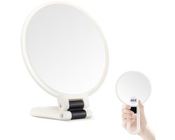 Make Up Spiegel - 40x Vergroting - Spiegel - Vergrootspiegel - Scheerspiegel - Dubbelzijdige spiegel met 30x/1x vergroting - Vanity - Badkamerspiegel - Opvouwbare reisspiegel voor make-up - Noodzakelijk voor make-up - Wit