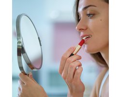 make-up spiegel met 2x vergroting - scheerspiegel - staand - rond - zilver