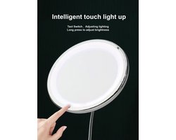 Make-up Spiegel met Verlichting, 360° Draaibare Badkamer Glazen Tafelspiegeltje Zuignap, Puistjes Knijper Gereedschap