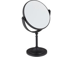 make up spiegel op voet - 2x vergrotend - dubbelzijdig - draaibaar - scheerspiegel - zwart