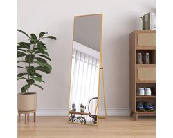 Make-up spiegel & passpiegel 140x40 cm – Luxe staande spiegel met goud aluminium frame – Gehard glas, modern design