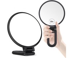 Make-Up Spiegel - Scheerspiegel - 30-Voudige Vergroting En Dubbelzijdige Spiegel Voor Precisiewerk - 1 Stuk - Badkamer/Reizen+Matzwart