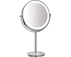 Make-up spiegel staand 5x vergrotend met dimbare LED verlichting chroom