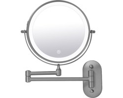Make-up spiegel wand 10x vergrotend met dimbare LED verlichting gun metal