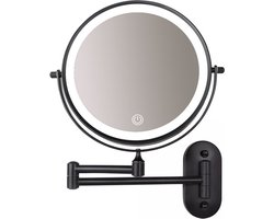 Make-up spiegel wand 10x vergrotend met dimbare LED verlichting mat zwart