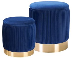 Make up Stoel - Kaptafel Kruk - Visagie - Goud en Blauw