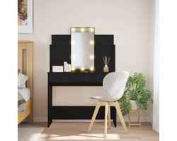 Make up tafel , Kaptafel met LED-verlichting 96x40x142 cm zwart