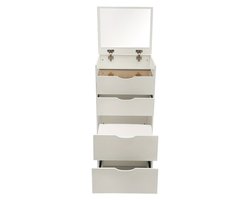 Make-up Tafel – Schminktisch – Dressing Table – Vanity Desk – Make-up Meubel – Compact Formaat – 3 Lades Met Verborgen Opbergruimte – Crèmewit