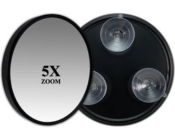 Make-up Zuignap spiegel mat zwart Ø15cm 5X Vergroting Badkamer spiegel