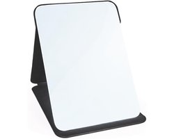 Make-upspiegel - Draagbare spiegel van PU-leer - Opvouwbare make-upspiegel - Draagbare lichaamsspiegel - Geschikt voor kaptafels, kantoren en op reis - Zwart