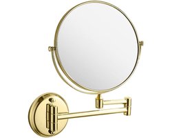 Make-upspiegel - Wandspiegel met uitschuifbare wandmontage - Badkamerspiegel voor scheerapparaten - Wandspiegel met vergrotende wandmontage - 360° draaibare vergrotende spiegel - Geschikt voor badkamers, woningen, hotels en winkelcentra - Goud