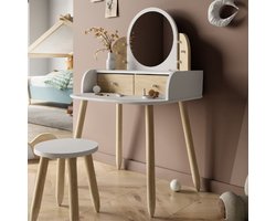 Make-uptafel Lili | 57,8 x 47 x 94 cm | Bruin-Wit