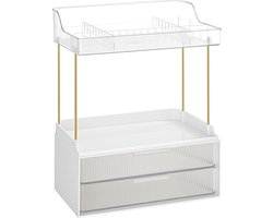Makeup Organizer - Cosmetische opslag - 4 lades - PET-plastic - Staal - 20 cm x 32 cm x 39,1 cm, transparant