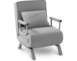 Makika- 3in1 Stoel en bed, inklapbaar, fauteuil, eenpersoons slaapbankje, grijs