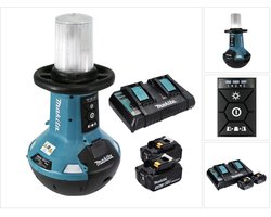 Makita DML 810 PT Oplaadbare accu LED schijnwerper 18 / 36 V ( 2 x 18 V ) 5500 lm IP54 + 2x oplaadbare accu 5.0 Ah + dubbele oplader