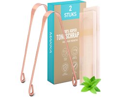 MAKKA Tongschraper koper - Tongreiniger - 100% Koper - Anti Bacterieel - 2 stuks