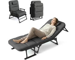 MakkelijkMooi 3-in-1 Ligstoel - Fauteuil - 6 Verstelbare Rugleuningstanden - Comfortabel Grijs Matras - Draagvermogen tot 200 kg