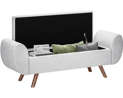 MakkelijkMooi Bedbankje met Opbergruimte - Poef - Zitplaats bij het Raam of Bankje bij het Bedeinde - Luxe Design - Lichtgrijs