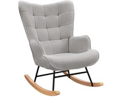 MakkelijkMooi Berber Fleece Look Schommelstoel -Comfortabele Stoel - Fauteuil van Zachte Pluche Stof - Armleuningen & Hoge Rugleuning