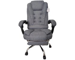 MakkelijkMooi Bureaustoel met Hoge Rugleuning en Voetsteun - Gamingstoel - Fauteuil met Wieltjes - Ergonomisch - Linnen-look Grijs