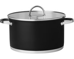 Maku Kitchen life Steelpan zwart met glazen deksel 5,3 L 24 cm
