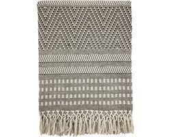 Malagoon - Native stripe cotton grey throw 135x220cm