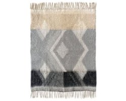 Malagoon Zapotec plaid soft grey recycled throw 125x150cm