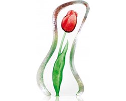 Maleras glaskristal sculptuur rode tulp handgemaakt tulp beeld 9x18.5