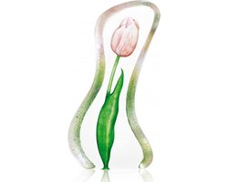Maleras glaskristal sculptuur tulp groot handgemaakt bloem beeld 9x18 cm