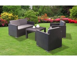 MALIBU-tuinmeubelset van polyrotan, 4-delig + kussens