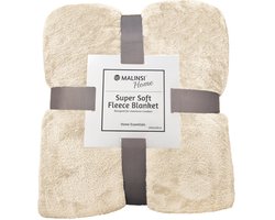 Malinsi® Fleece Deken - Créme Offwhite - Dekentje - Plaid - 200 x 230 - Fleecedeken bed geschikt voor 220x240 - Bankhoes Sprei - Woondeken Bedsprei