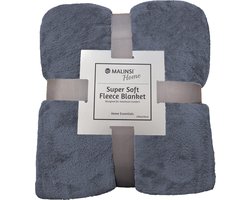 Malinsi® Fleece Deken - Donker Grijs - Dekentje - Plaid - 200 x 230 - Fleecedeken bed geschikt voor 220x240 - Bankhoes Sprei - Woondeken Bedsprei