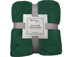 Malinsi® Fleece Deken - Donker Groen - Dekentje - Plaid - 150 x 200 - Fleecedeken - Bankhoes Sprei - Woondeken Bedsprei
