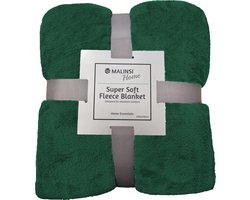 Malinsi® Fleece Deken - Donker Groen - Dekentje - Plaid - 200 x 230 - Fleecedeken bed geschikt voor 220x240 - Bankhoes Sprei - Woondeken Bedsprei