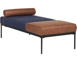 MALMOS - Chaise longue - Donkerblauw - Kunstleer/Kunstlinnen
