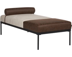 MALMOS - Chaise longue - Donkerbruin - Kunstleer/Kunstlinnen