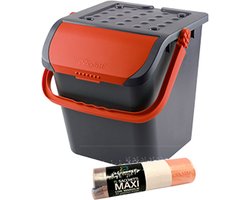 Malpie afvalbak + rol Maxi afvalzakken oranje - afvalemmer - oranje - afvalscheiden PMD - sorteer afvalbak - sorteer bak