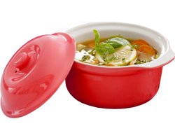 Mama Cucina Round Bowl - incl. Deksel - Dekschaal - 1,5 Liter - Rood
