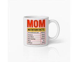 Mama Voedingswaarden Mok 330ml – Grappige Koffiebeker voor Moeders – Uniek Moederdag Cadeau Idee