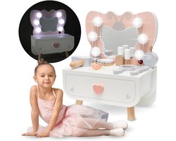 Mamabrum Houten Mini Kaptafel met LED-Verlichting „Vlinder” + Accessoires voor Kinderen