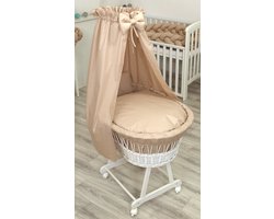 MamaLoes Rotan Wit Pure Beige Baby Wiegje
