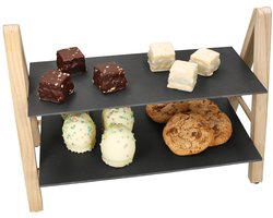 MamboCat Etagere ERIKA 2-laags rechthoekig van hout & leisteen – 21802