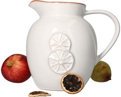 MamboCat Saskia Sangria Kruik nostalgisch I wijnkaraf keramiek I melkkan aardewerk servies citroenen decor sapmok I waterkan vintage I witte karaf mediterrane landhuispot van aardewerk 1,7 l
