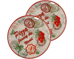 MamboCat Set van 2 pizzaborden Charme Red - Rome rood - 33cm