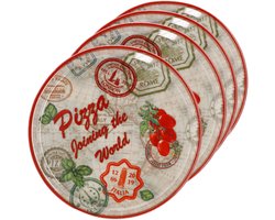 MamboCat Set van 4 pizzaborden Charme Red - Rome rood - 33cm
