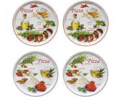 MamboCat Set van 4 pizzaborden Napoli Pizzafoods groen + rood 31cm