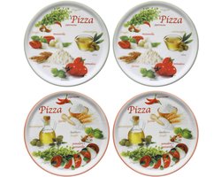MamboCat Set van 4 pizzaborden Napoli Pizzafoods groen + rood 33cm