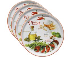 MamboCat Set van 4 pizzaborden Napoli Pizzafoods rood 31cm