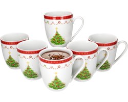 MamboCat Set van 6 Christmas Dream koffiemokken porselein