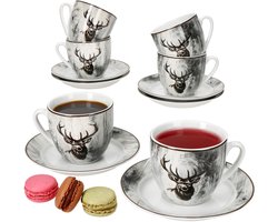 MamboCat Set van 6 koffiekopjes schotels ALOIS porselein 6 personen